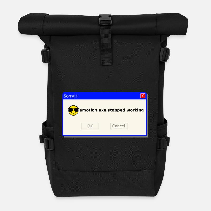 Emotion.exe Error – Dark Glitch Streetwear - Roll Top Backpack - black