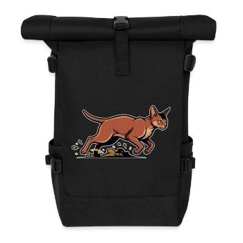 Abessinische Katze Laufgeschwindigkeits-Porträtsport - Rolltop Rucksack - Schwarz - Vorne