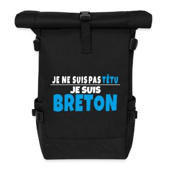 T-shirt Humour Breton Je ne suis pas têtu - Sac à dos roll top - noir - Devant
