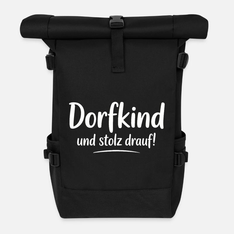 Dorfkind und stolz drauf - Rolltop Rucksack - Schwarz