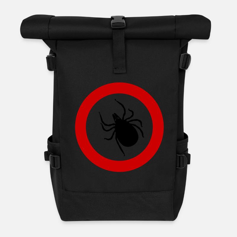 Caution tick / ticks / Punk / Punk / parasite - Roll Top Backpack - black