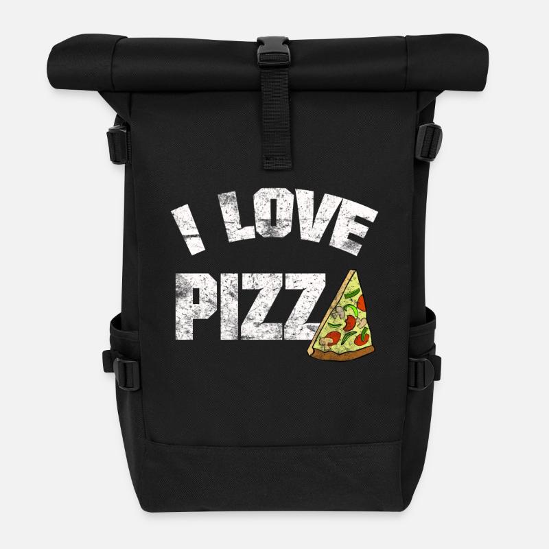 PIZZA I LOVE PIZZA SHIRT - Rolltop Rucksack - Schwarz