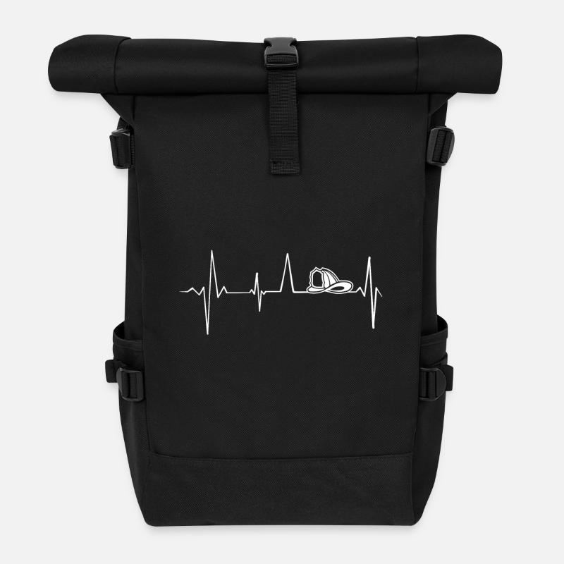 Feuerwehr Helm Herzschlag - Rolltop Rucksack - Schwarz