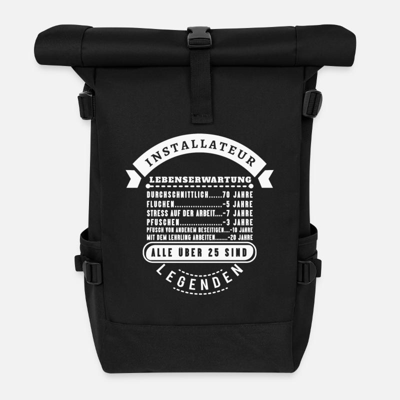 INSTALLATEUR lebenserwartung - Rolltop Rucksack - Schwarz