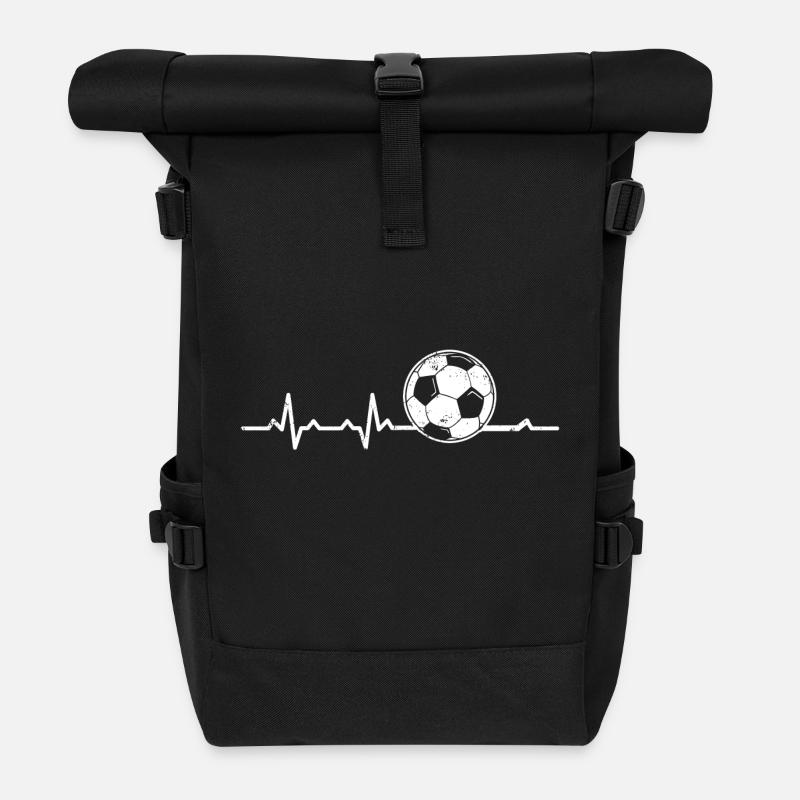 Fußball Herzschlag Soccer Heartbeat geschenk - Rolltop Rucksack - Schwarz