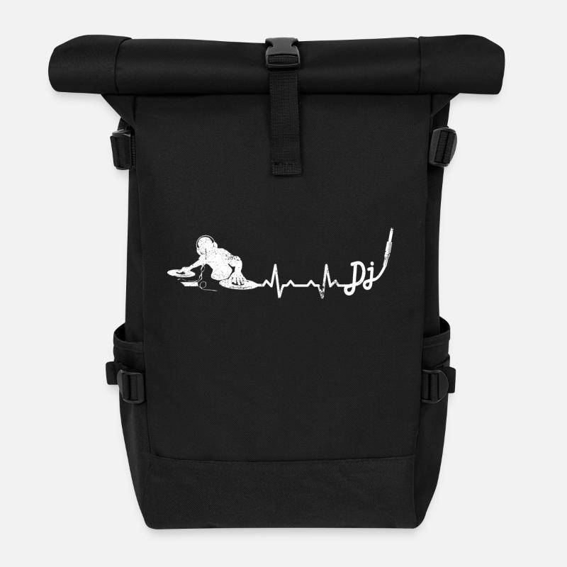 DJ rythme cardiaque rythme cardiaque dj cadeau - Sac à dos roll top - noir