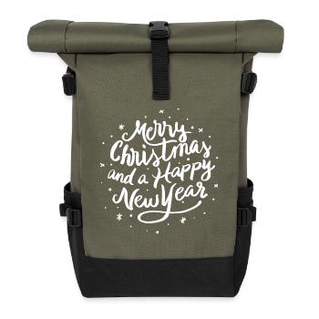 Joyeux Noël Bonne année Salutations cadeau de Noël - Sac à dos roll top - olive/noir - Devant
