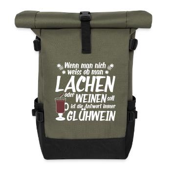Glühwein Weihnachtsmarkt Christkind Markt Geschenk - Rolltop Rucksack - Olive/Schwarz - Vorne
