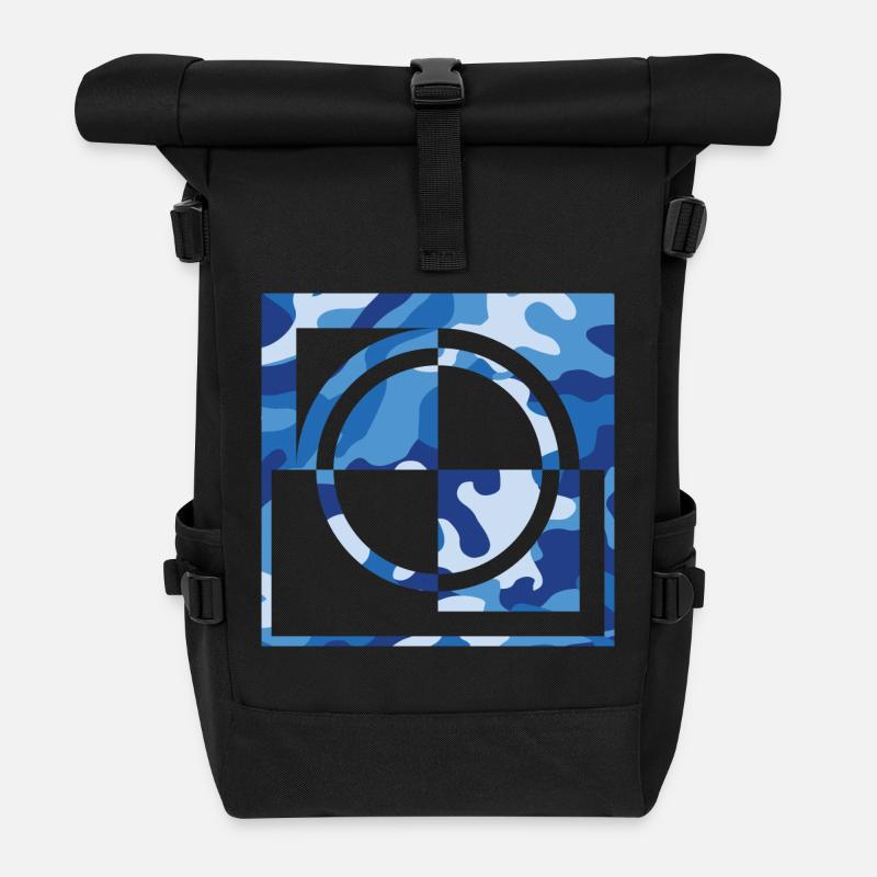 Blue camouflage - Rolltop Rucksack - Schwarz