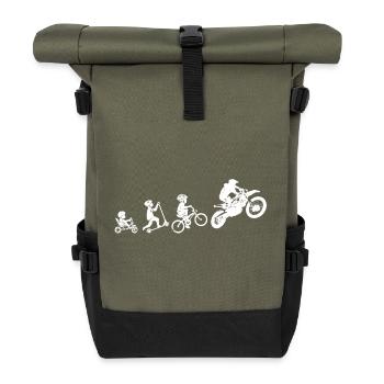 Motocross evolution geschenk motorrad kind - Rolltop Rucksack - Olive/Schwarz - Vorne