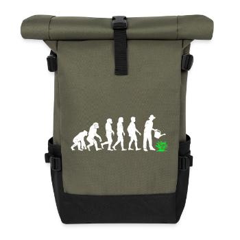 Gärtner Evolution entwicklung gießen garten kanne - Rolltop Rucksack - Olive/Schwarz - Vorne