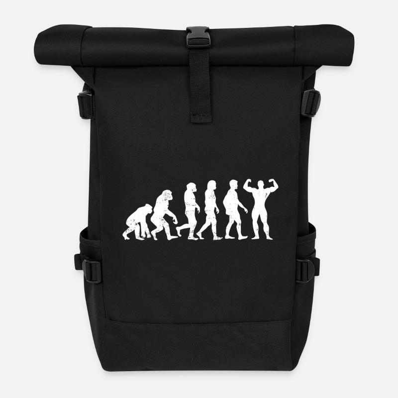Muskelmann Evolution geschenk bodybuilder maschine - Rolltop Rucksack - Schwarz