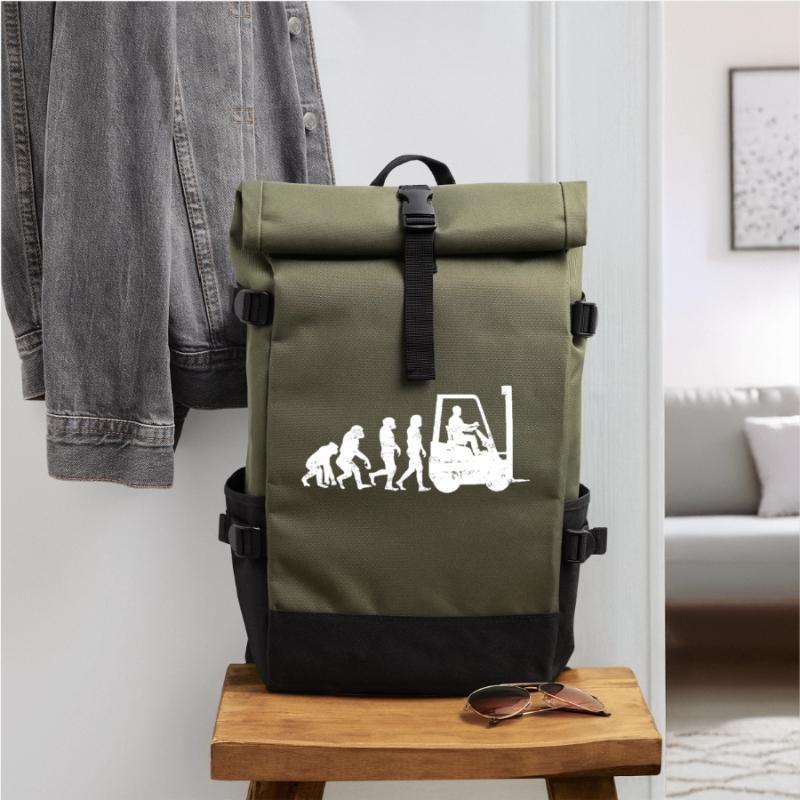Staplerfahrer Evolution gabelstapler geschenk Rolltop Rucksack