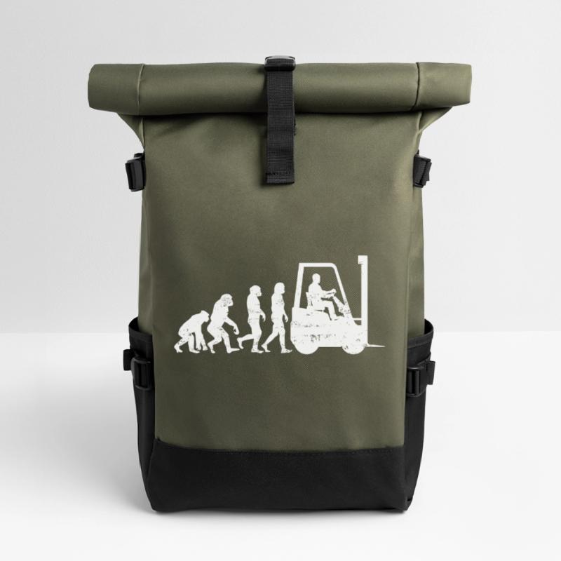 Staplerfahrer Evolution gabelstapler geschenk Rolltop Rucksack