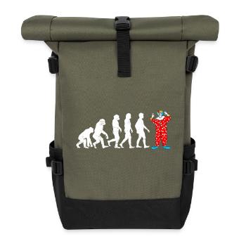 clown Evolution geschenk lustig zirkus panthomime - Rolltop Rucksack - Olive/Schwarz - Vorne