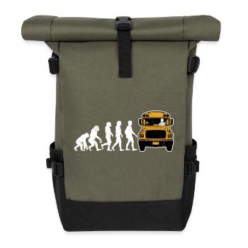 Busfahrer evolution bus fahren geschenk schule - Rolltop Rucksack - Olive/Schwarz - Vorne