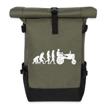 Traktor Evolution bauer landwirt geschenk acker - Rolltop Rucksack - Olive/Schwarz - Vorne
