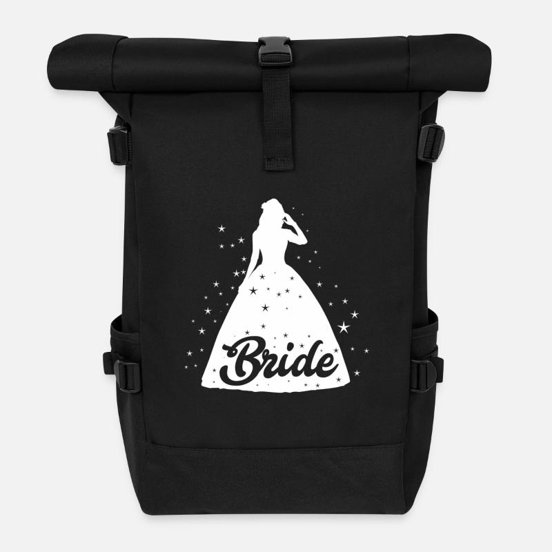 JGA Team Bride Brautkleid Prinzessin. Geschenk - Rolltop Rucksack - Schwarz