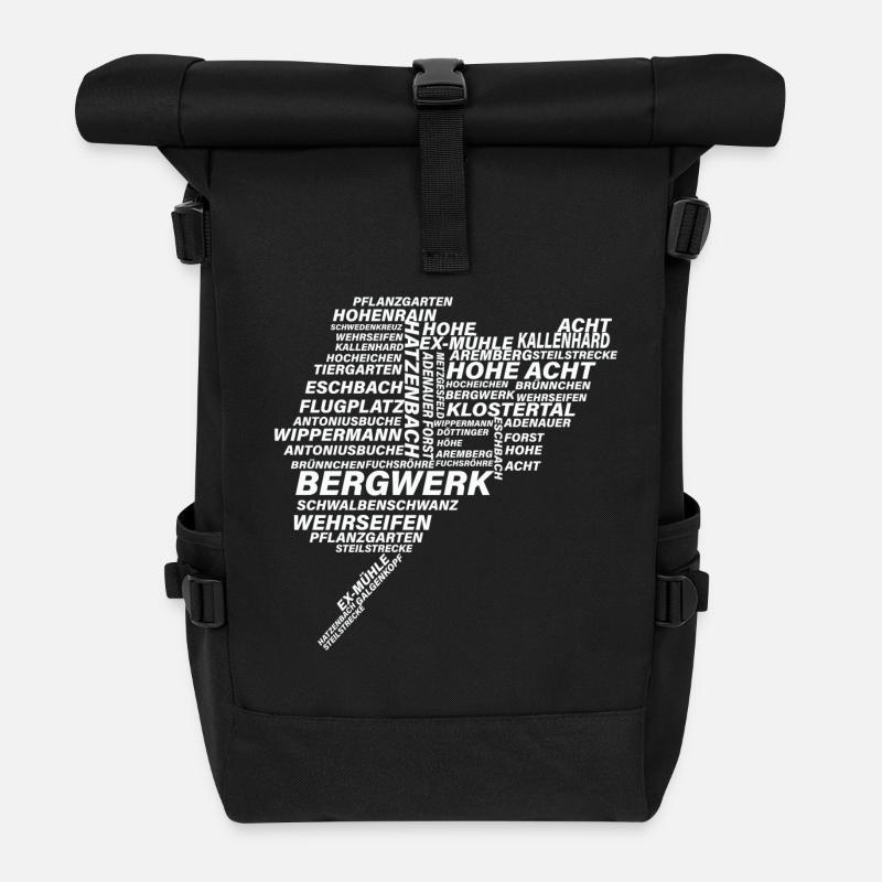 Nordschleife White Wordcloud Shirt - Rolltop Rucksack - Schwarz