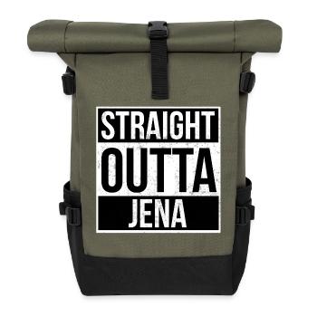 Straight Outta Jena - Rolltop Rucksack - Olive/Schwarz - Vorne