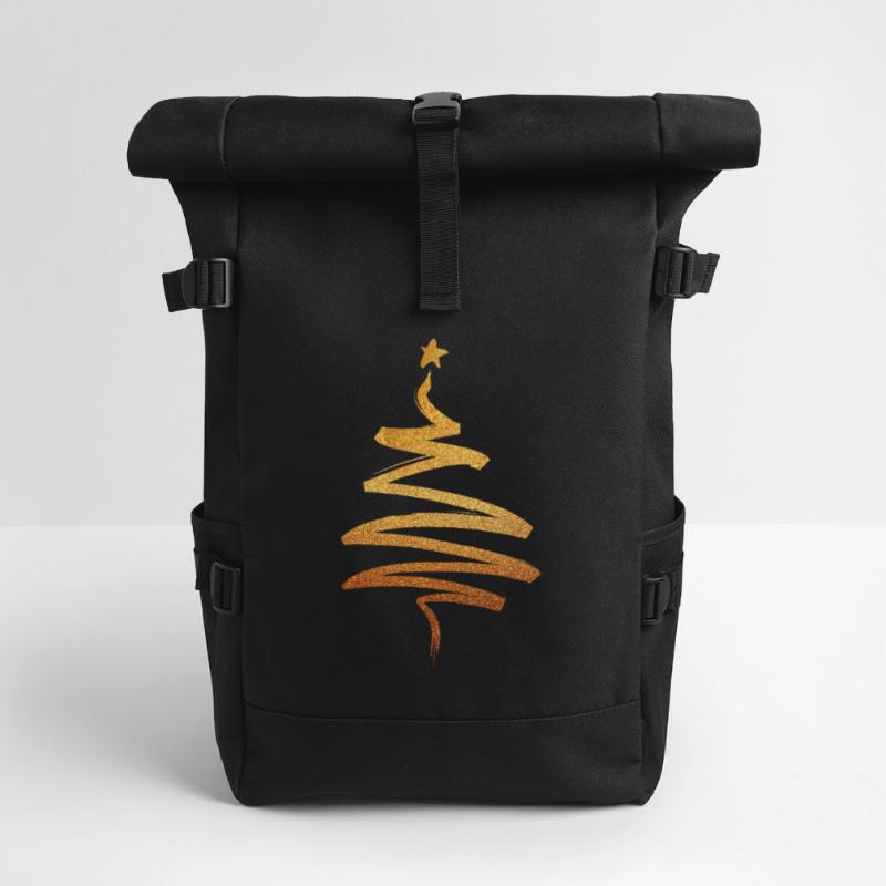 Weihnachtsbaum - Gold Geschenk Geschenkidee Rolltop Rucksack
