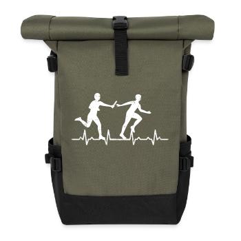 Relais battement de coeur athlétisme cadeau run - Sac à dos roll top - olive/noir - Devant
