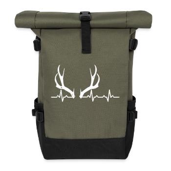 deer hunting heartbeat - gift hunting hunter hunting - Roll Top Backpack - olive/black - Front