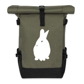 Hase - Häschen - Rolltop Rucksack - Olive/Schwarz - Vorne
