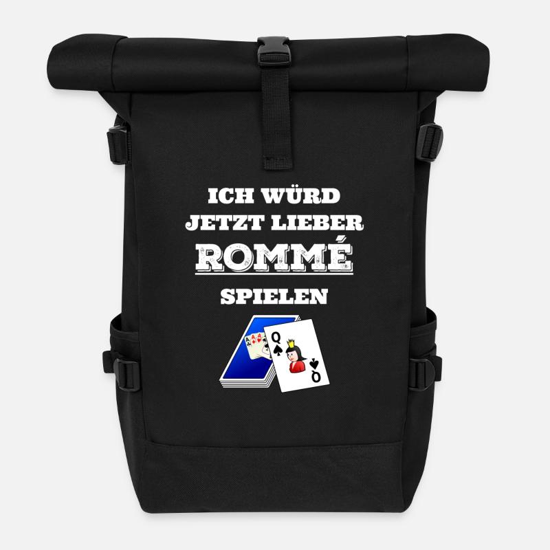 Romme - Rommee - Geschenk - Rolltop Rucksack - Schwarz