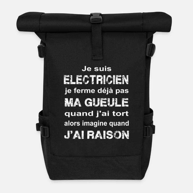 Je suis Electricien - Sac à dos roll top - noir