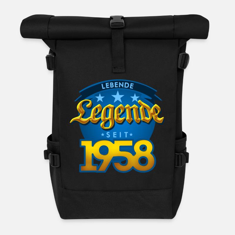 1958 Geburtsjahr Geburtstag Geburt geboren - Rolltop Rucksack - Schwarz