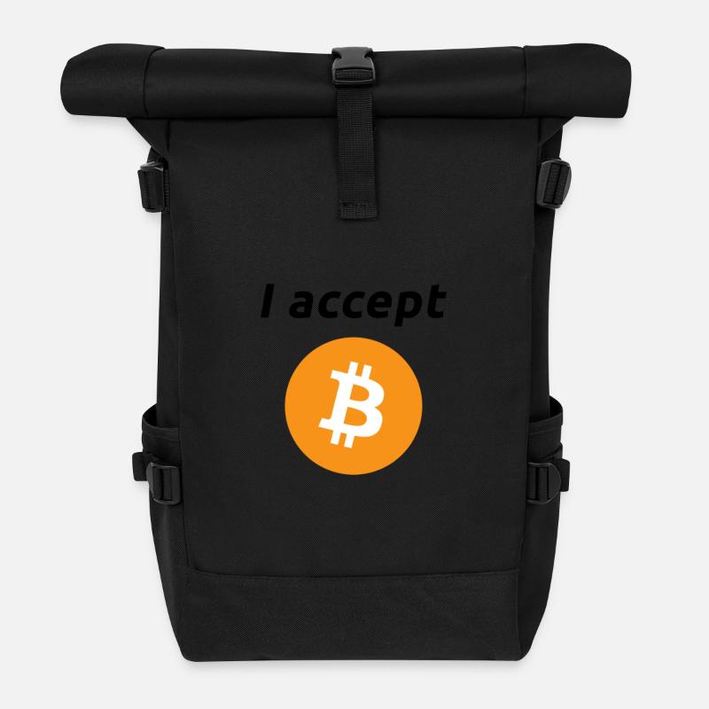 I accept Bitcoins (police noire) - Sac à dos roll top - noir