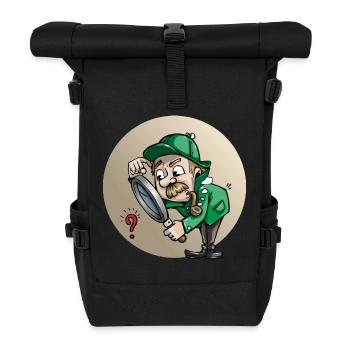 detective private eye investigator1 - Roll Top Backpack - black - Front