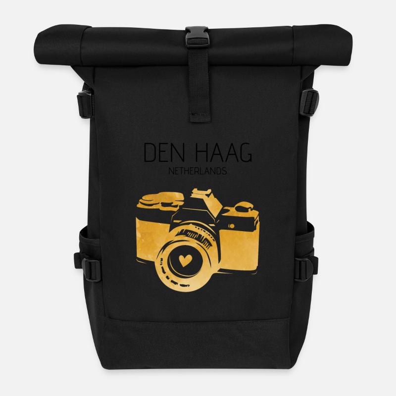 Kamera Den Haag Niederlande - Rolltop Rucksack - Schwarz