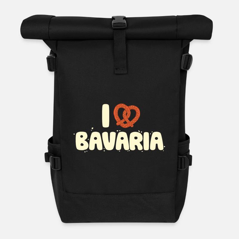 I Love Bavaria - Rolltop Rucksack - Schwarz
