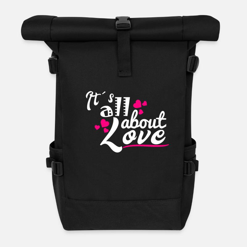 Valentinstag Februar Liebe Geschenkidee - Rolltop Rucksack - Schwarz