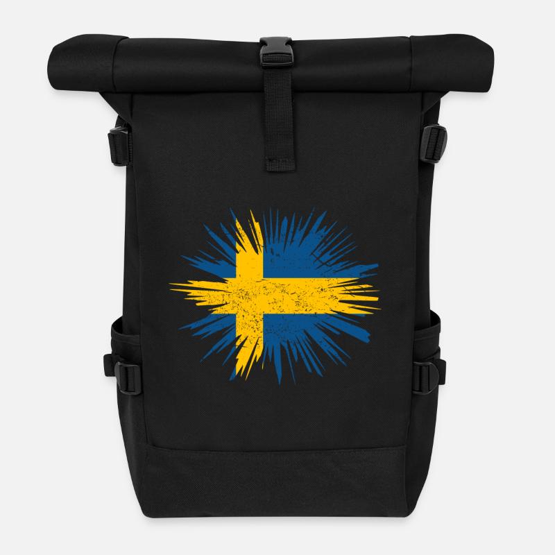 Geschenk Splatter Land Roots Schweden - Rolltop Rucksack - Schwarz