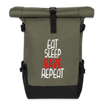 Eat Sleep rave repeat - Roll Top Backpack - olive/black - Front