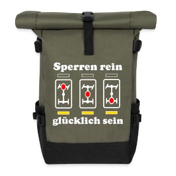 Differentialsperre rein glücklich sein Allrad - Rolltop Rucksack - Olive/Schwarz - Vorne