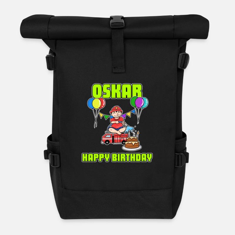 Birthday Fire Brigade Oskar Gift Birthday - Roll Top Backpack - black