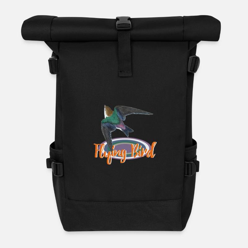 flying bird - Roll Top Backpack - black