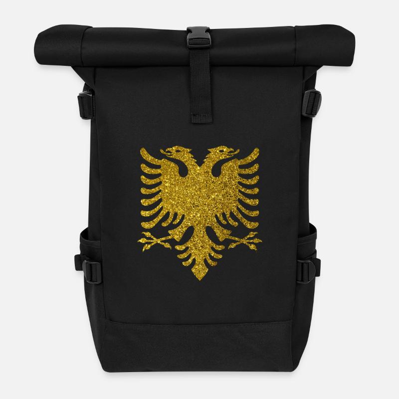 ALBANIEN ADLER GOLD Geschenkidee Motiv Design - Rolltop Rucksack - Schwarz