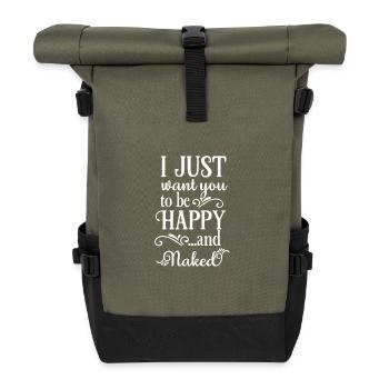 I Just Want You to white - Roll Top Backpack - olive/black - Front