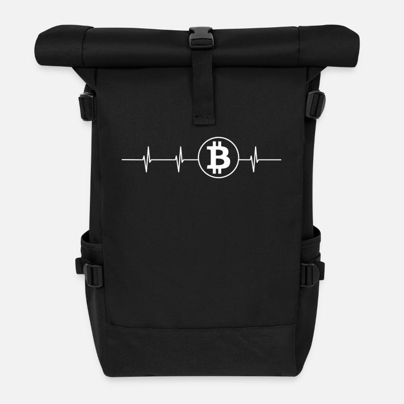rythme cardiaque Bitcoin - Sac à dos roll top - noir