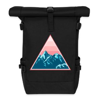 Gebirge Berge Schneebedeckt im Dreieck - Rolltop Rucksack - Schwarz - Vorne