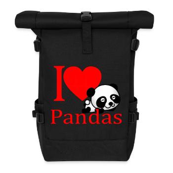 I love Panda - Roll Top Backpack - black - Front