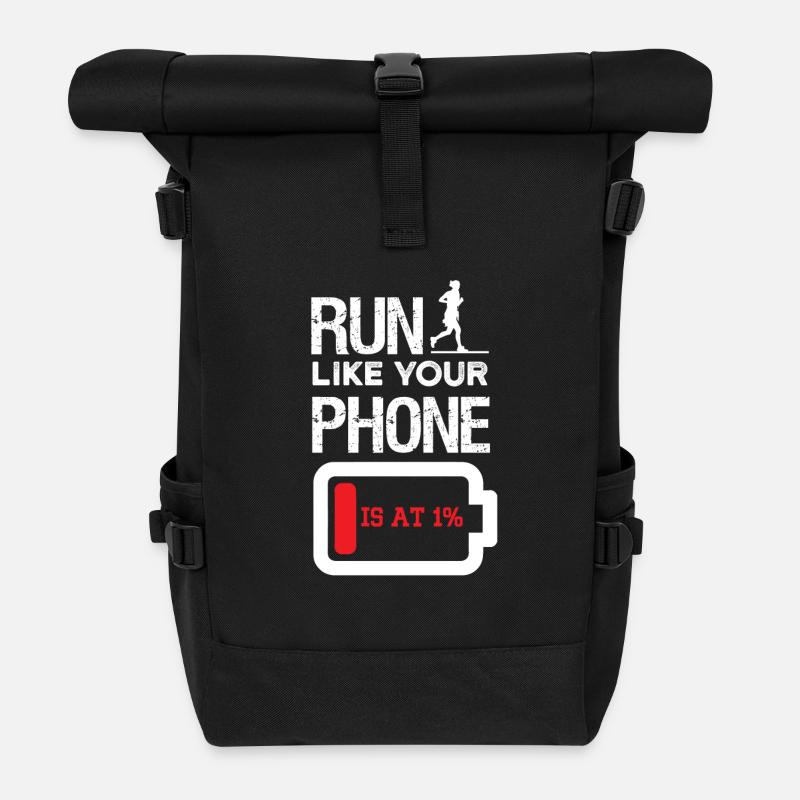 Faire du jogging comme faible batterie de téléphone - Sac à dos roll top - noir