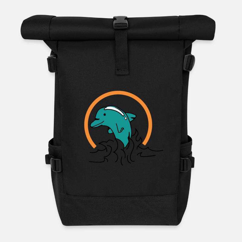 Delphin Geschenk Wasser Meer Wal Fisch Ozean Tier - Rolltop Rucksack - Schwarz
