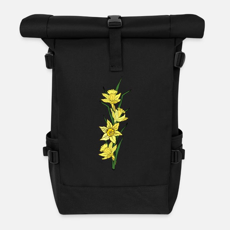 Valentin Pâques anniversaire de mariage jonquilles - Sac à dos roll top - noir