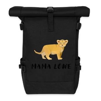 mom lion partnerlook family mother fights birth - Roll Top Backpack - black - Front
